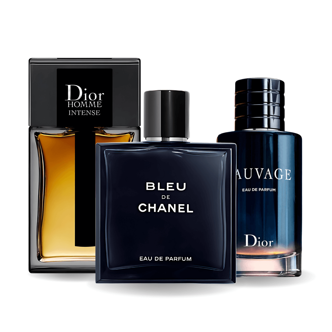Sada 3 parfémů - Sauvage Dior, Bleu de Chanel, Dior Homme Intense 100ml