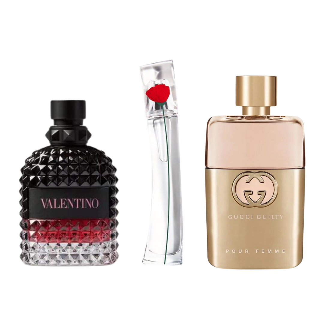 Sada 3 parfémů - Gucci Guilty, Valentino Intense, Flower Kenzo 100ml