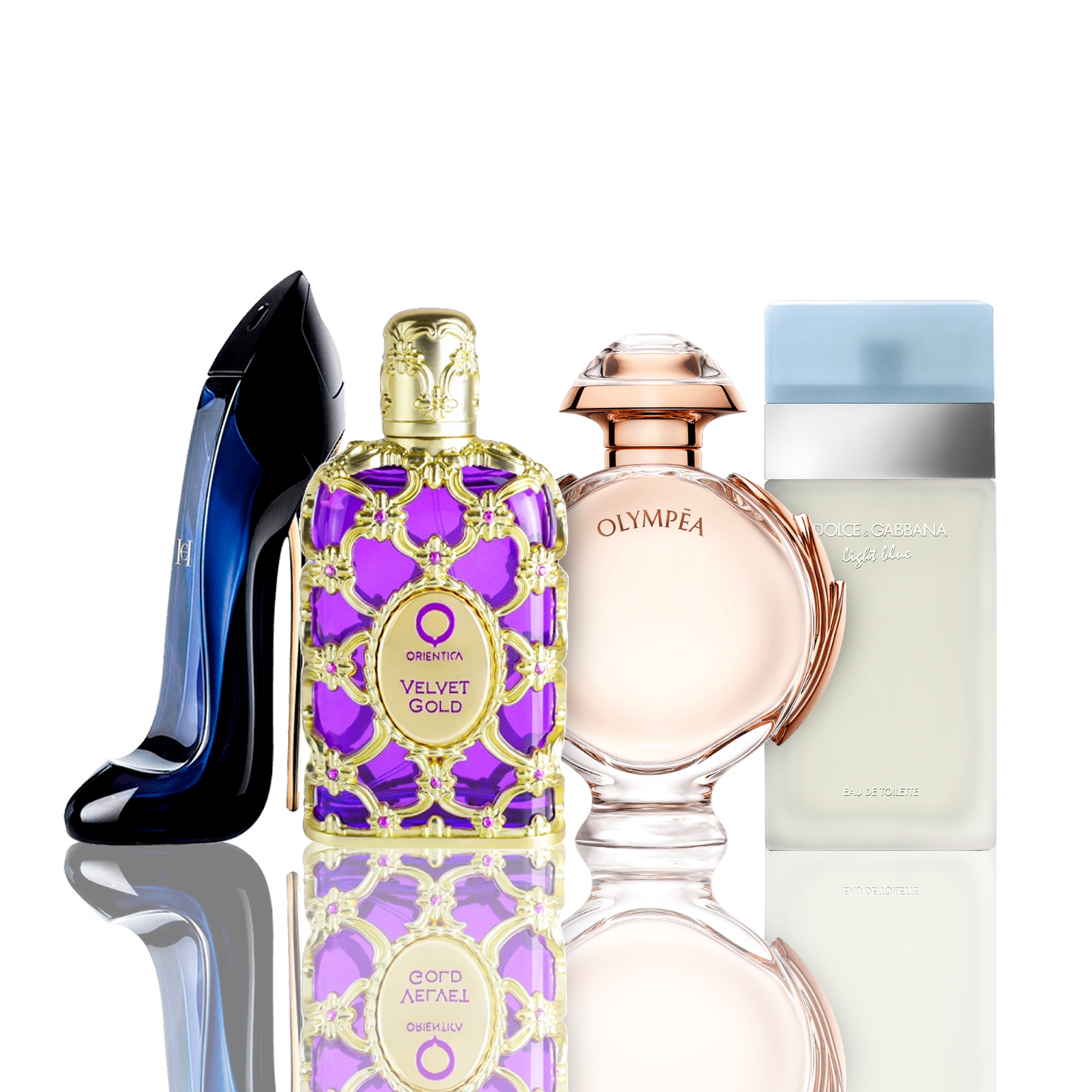 Sada 4 parfémů - Light Blue + Orientica Velvet Gold + Good Girl + Olympea 100ML Light Blue 100ML