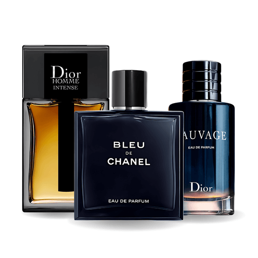 Sada 3 parfémů - Sauvage Dior, Bleu de Chanel, Dior Homme Intense 100ml