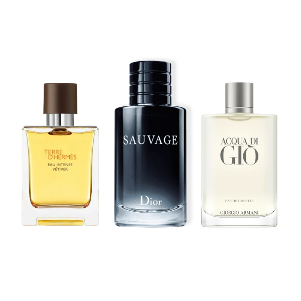 Sada 3 parfémů - Terre d'Hermés, Acqua di Gio, Sauvage Dior 100ml