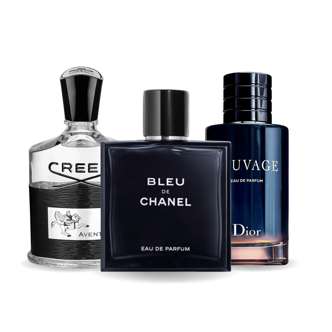 Sada 3 parfémů - Creed AVENTUS, BLEU DE CHANEL e Dior SAUVAGE 100ml.