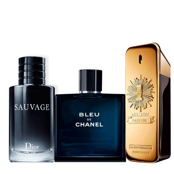 Sada 3 parfémů - Sauvage, Bleu de Chanel, 1 Million 100ml